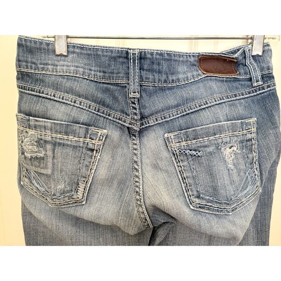 Buckle BKE Culture Denim Stretch Blue Jeans Distress Sz 27 Crop Capri VTG Y2K - Picture 5 of 5